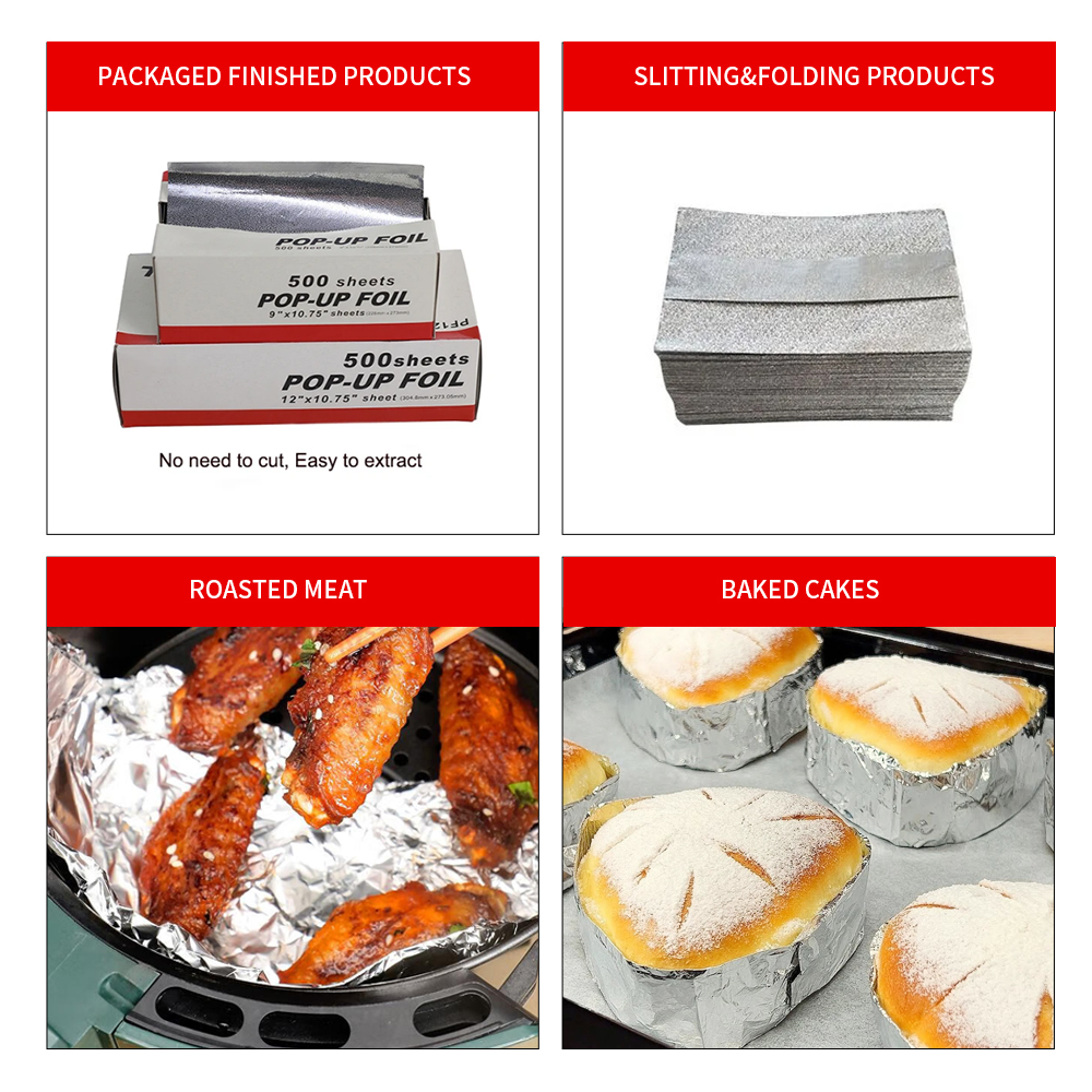 Pop-up foil sheets are widely used in Food packaging、disposable kitchen wraps、Hairdressing industry