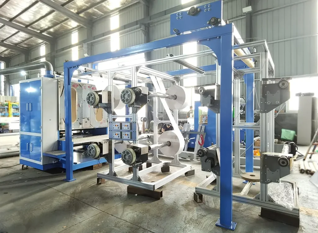 industrial plastic film folding machine ready for overseas shipping