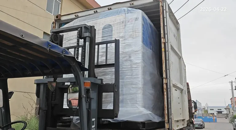 plastic film folding machine packed for shipment to Southeast Asia