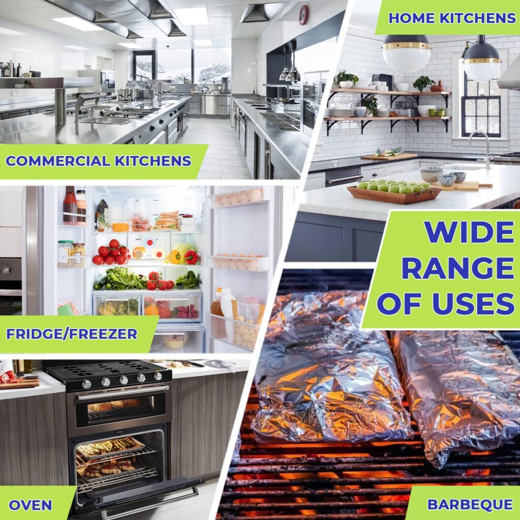 Usage scenarios of pop-up aluminum foil sheets for home kitchens, commercial kitchens, ovens, fridges, freezers, and barbeque grilling