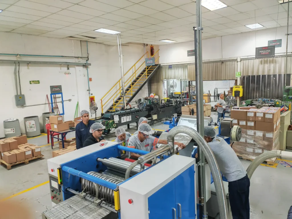 YHZJ-AIF 980 aluminum foil folding machine in operation at Mexico factory - successfully passed Mexican government safety production inspection and compliance verification