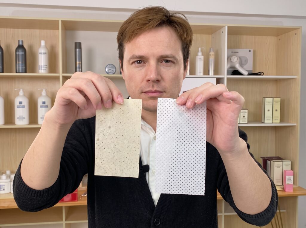Perm paper sheets used between foils during hair color processing to prevent bleeding